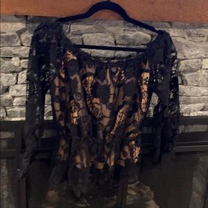 Revolve line + dot off the shoulder top